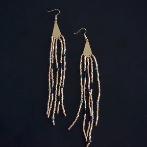 gold beaded fringe earrings